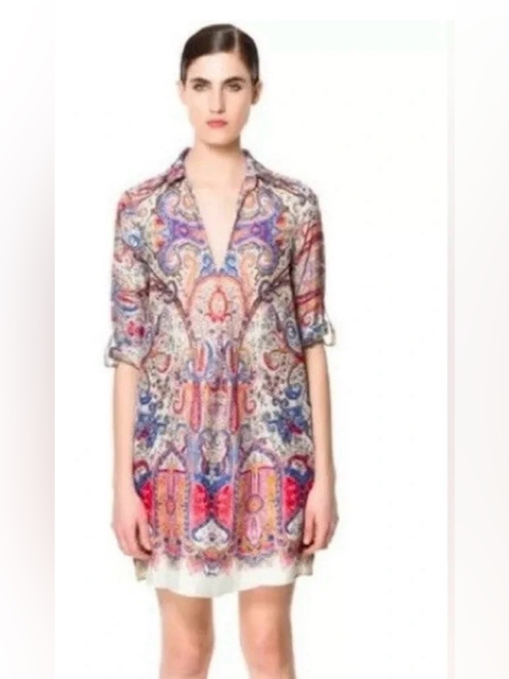 Zara Multicolor Paisley Print Tunic Dress - Women's Top M